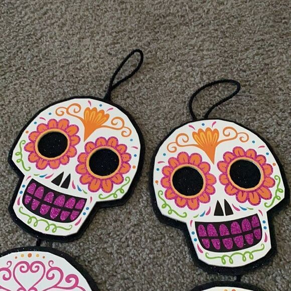 Halloween Sugar Skull Wall Signs NWT - Picture 2 of 5